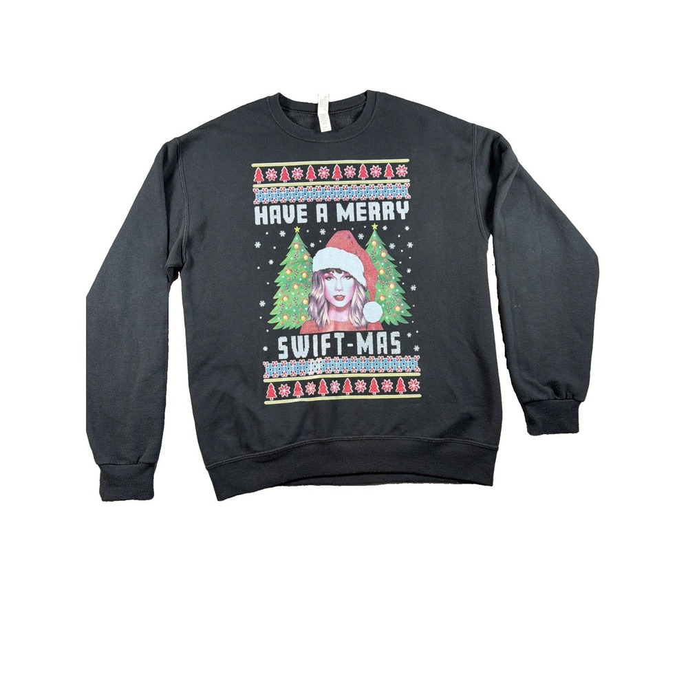 Taylor Swift Medium Black Christmas Sweatshirt Have A Merry Swift-Mas